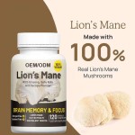OEM Private Label Brain Memory & Focus Supplement Lion's Mane with Ginkgo Biloba and Bacopa Monnieri Capsules