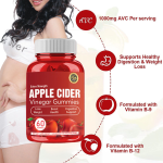 Apple Cider Vinegar Gummies With Vitamin B12 and Folic Acid for Detox Energy and Gut Health Vegan 60 Gummies