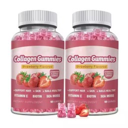 Customized Enhanced Collagen Biotin Hyaluronic Acid Multiple Vitamins Irish Sea Moss Vegetarian Gummies Supplement
