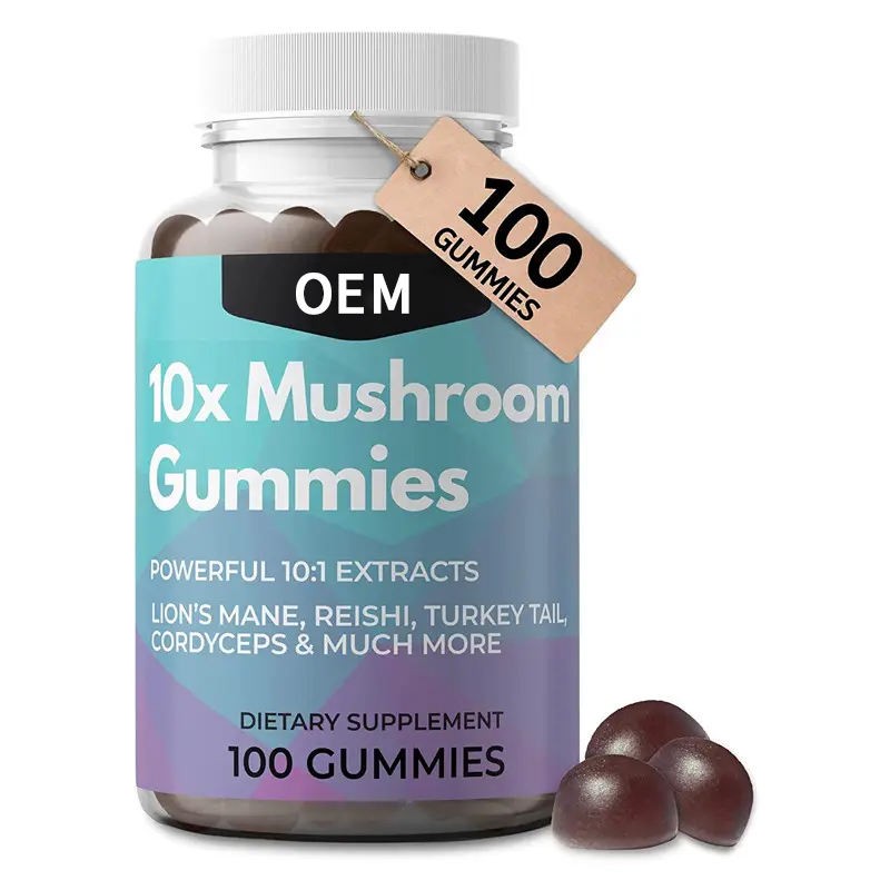 Immune Support Mushroom Gummies - 10 Mixed Mushrooms  for Defense & Energy Boost, Natural Supplement