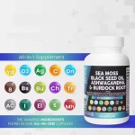 Sea Moss Capsules Black Seed Oil Ashwagandha Adult Supplements Featuring Multiple Ingredients Seaweed Extract Capsule