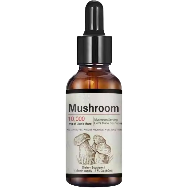 Mushrooms Little Mane Liquid Drops Cognitive Antioxidant Digestive Immunity Health Herbal Supplement