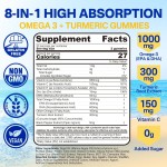Hot Sale Private Label Vegan Omega-3 Gummies 1000mg with Algae DHA EPA, Turmeric, Zinc & Vitamins