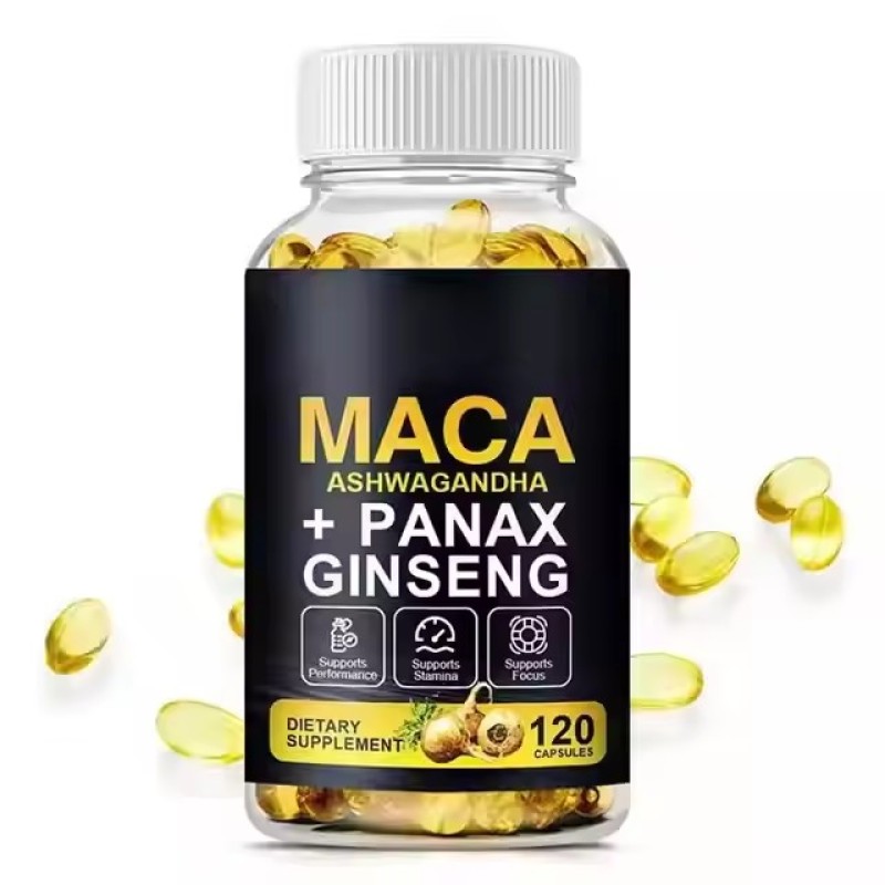 Promotes Safe Health Supplements for Men - Vitality Support Softgels Black Maca Root Ginseng Energy