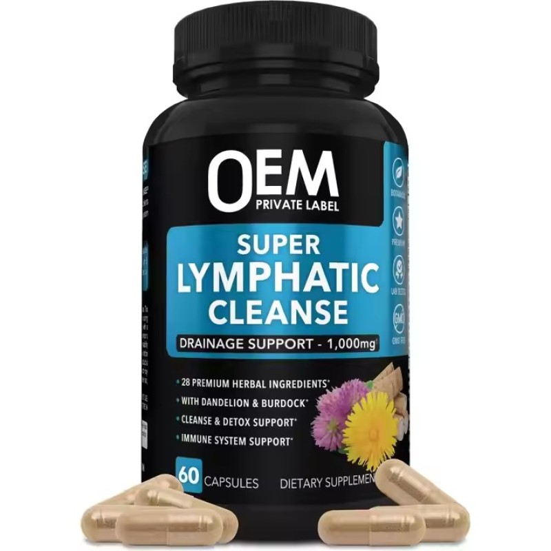 Lymphatic Drainage Capsules Supplements Support with Echinacea Ginger Dandelion Detox Lymphatic System