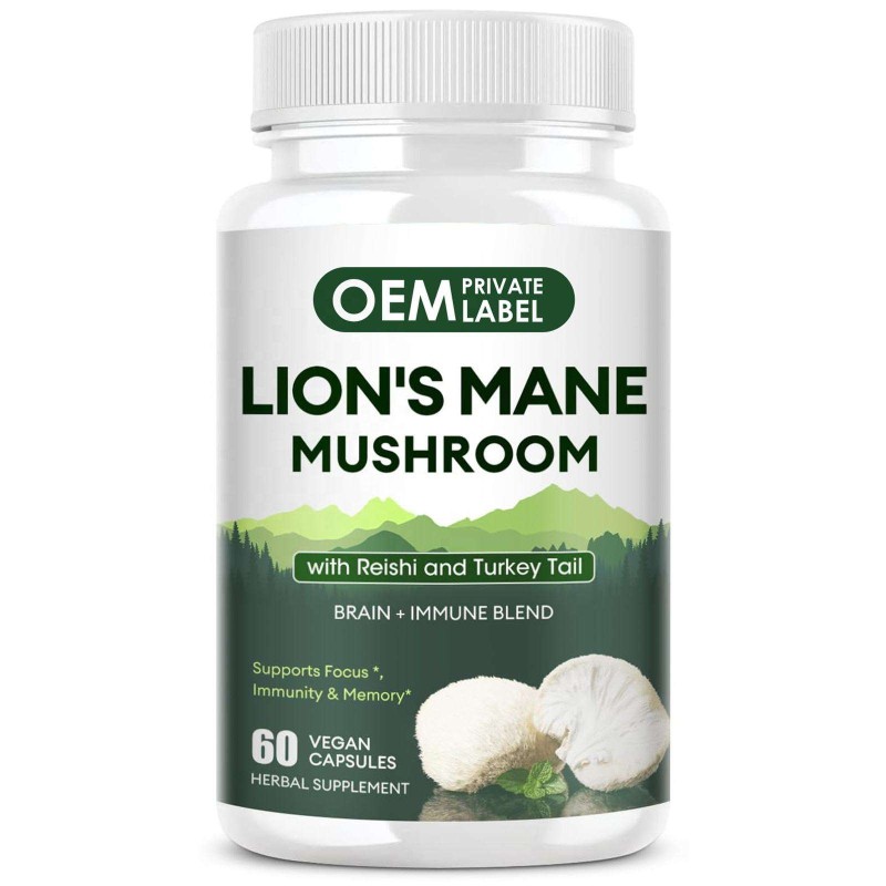 Premium Mushroom Supplement Capsules for Immune Health - Lions Mane, Turkey Tail, and Mushroom Coffee Powder