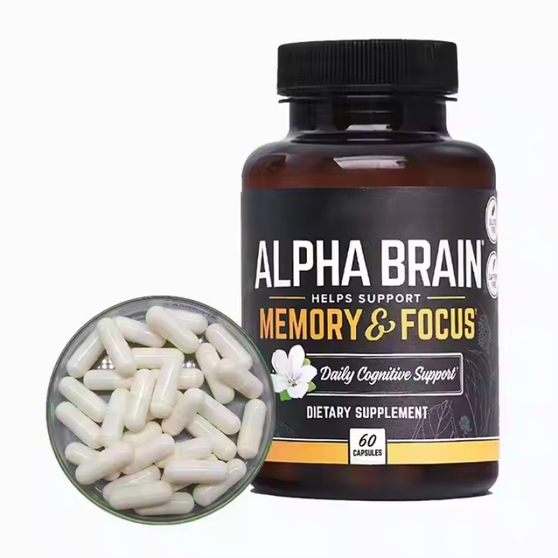 2025 Hot sale Alpha GPC Brain Supplement Nootropics Capsules L-Theanine Bacopa for Adults Improve Memory Focus Concentration