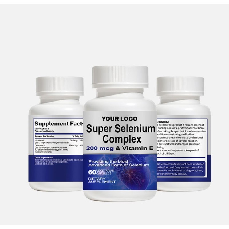 Super Selenium & Vitamin E Complex: Thyroid Support, Brain Health & Energy Focus Capsules with 3 Forms Selenium