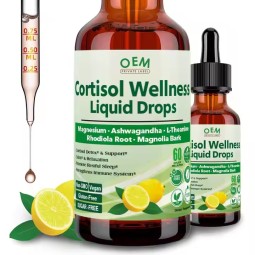 Cortisol Supplement Liquid Drops Cortisol Detox Magnesium Ashwagandha L-Theanine Phosphatidylserine Hormone Balanced for Women