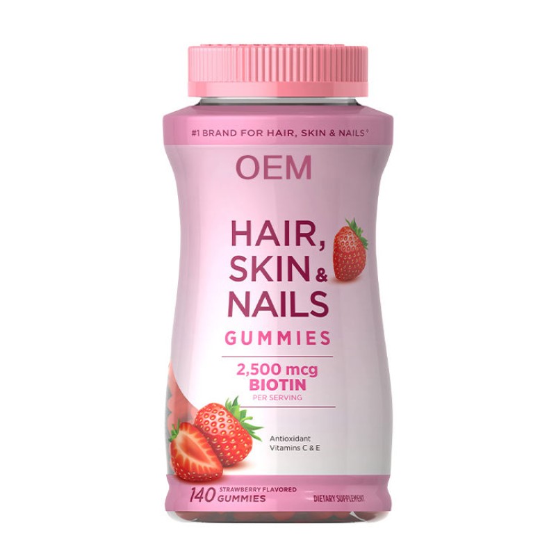 Private Label Vegan Biotin Collagen Gummies for Hair Growth and Skin Nails Health Sugar-Free Supplement