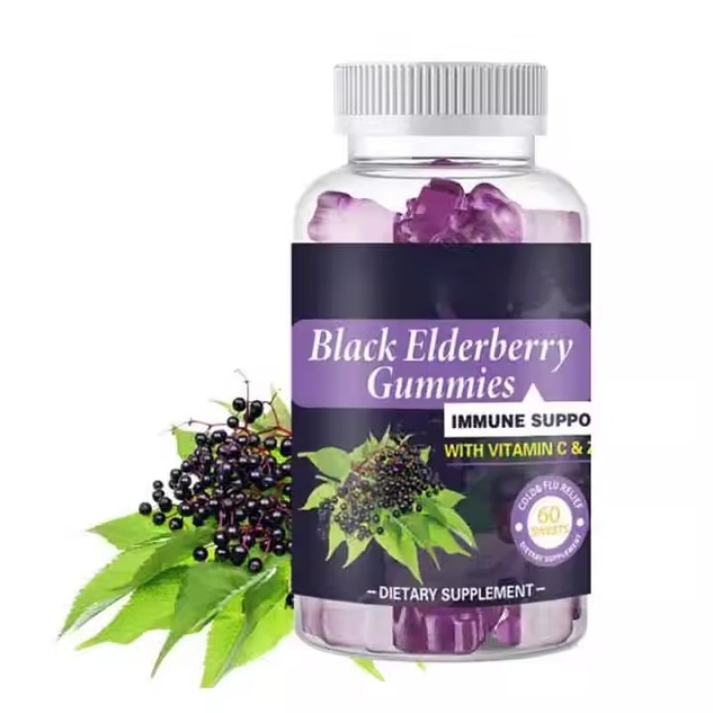 Black Elderberry Gummy Candy Natural Immune Booster and Intestinal Health Support for Children and Adults Vitamin c Zinc