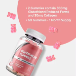 Premium Glutathione & Collagen Gummies for Skin Whitening Anti-Aging Antioxidant Boost - Women's Dietary Supplement