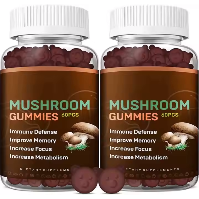 10-in-1 Organic Mushroom Gummies for Brain Focus & Immune Defense - Natural Vegan Supplement for Adults Kids
