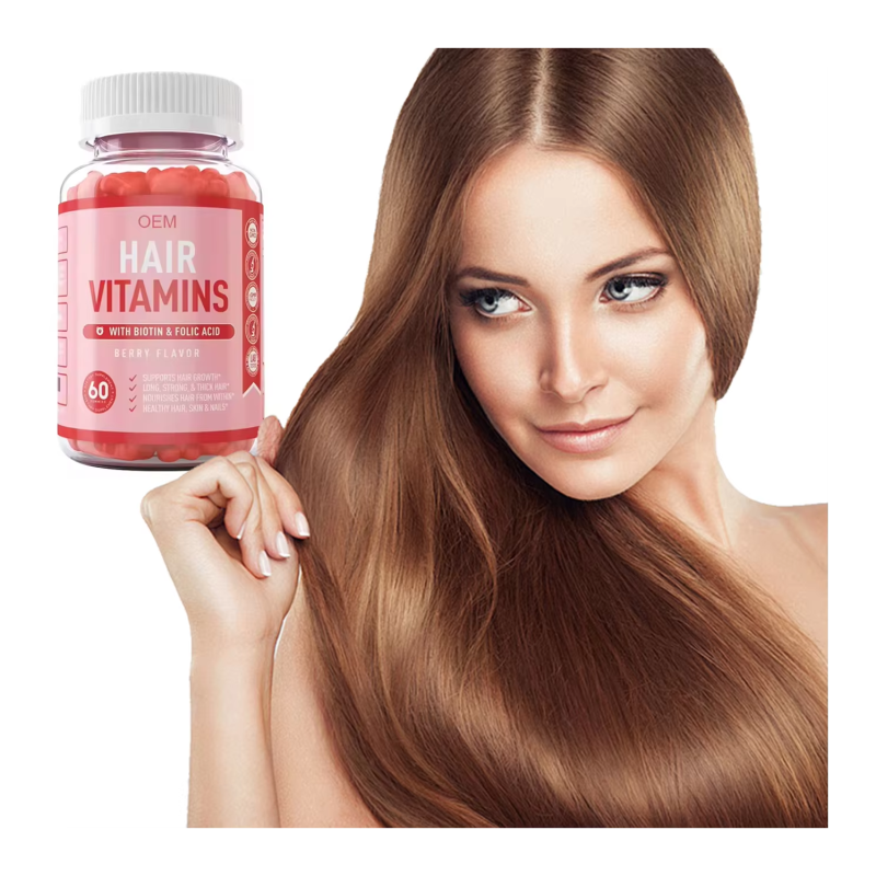 OEM  Hair Vitamins Biotin  with Vitamin C - Low Sugar Herbal Supplements for Hair and Skin for Adults
