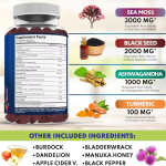 Organic Sea Moss Gummies with Ashwagandha and Lions Mane Immune Support Candy for Adults Not for Pregnant Women