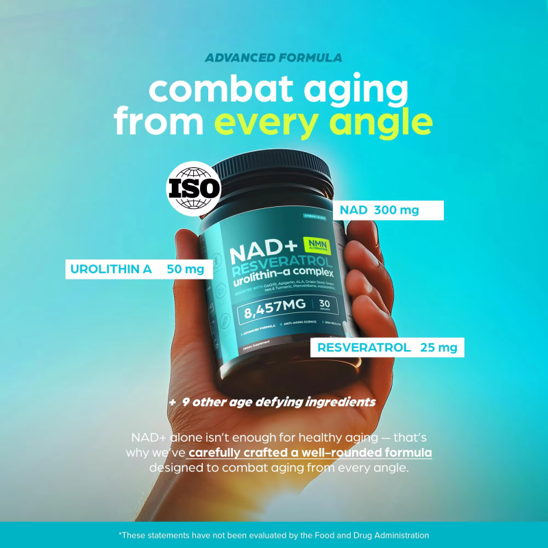 OEM Anti-Aging Supplement with NAD+ Resveratrol and Urolithin-A Complex - 60 Capsules or 120 Capsules