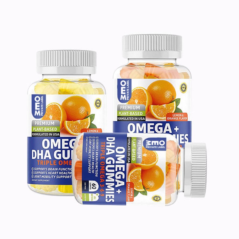 Hot Sale Private Label Vegan Omega-3 Gummies with Algae DHA EPA, Turmeric, Zinc & Vitamins Supports Brain Joint Heart