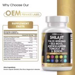 All in 1 Supplement Shilajit Fulvic Minerals Sea Moss Ashwagandha Tongkat Ali Boron Fulvic Acid Capsules for Men