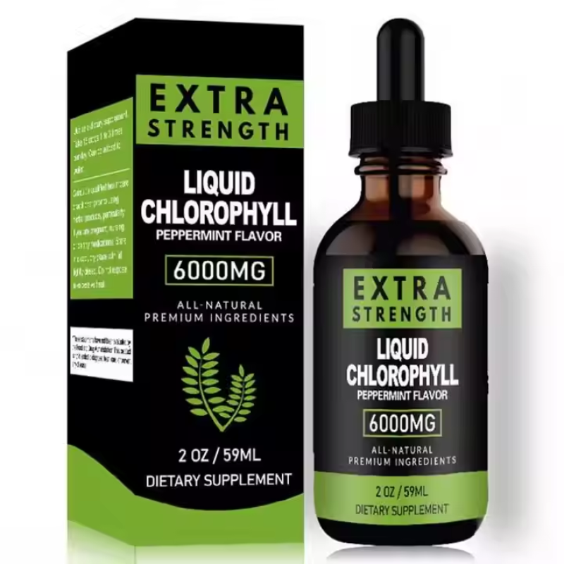 Extra-Strength Chlorophyll Liquid Drops  - Peppermint Flavor for Daily Detox & Immune Support