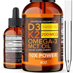 High Potency Vitamin D3 & K2 Liquid Drops 5000 IU - Bone Density & Immune Support with Rapid Absorption Liposomal Formula
