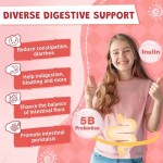 Kids Probiotic Fiber Gummies Probiotics for Kids with 5 Billion CFUs Prebiotics for Digestive Health with Vitamin C and Zinc