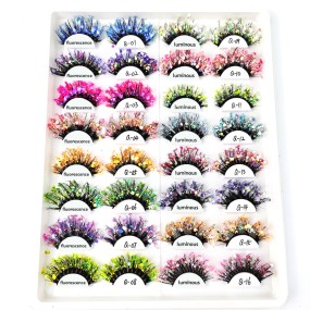Colorful Mink Eyelashes Supplier - 25mm Handmade Rainbow Cosplay
