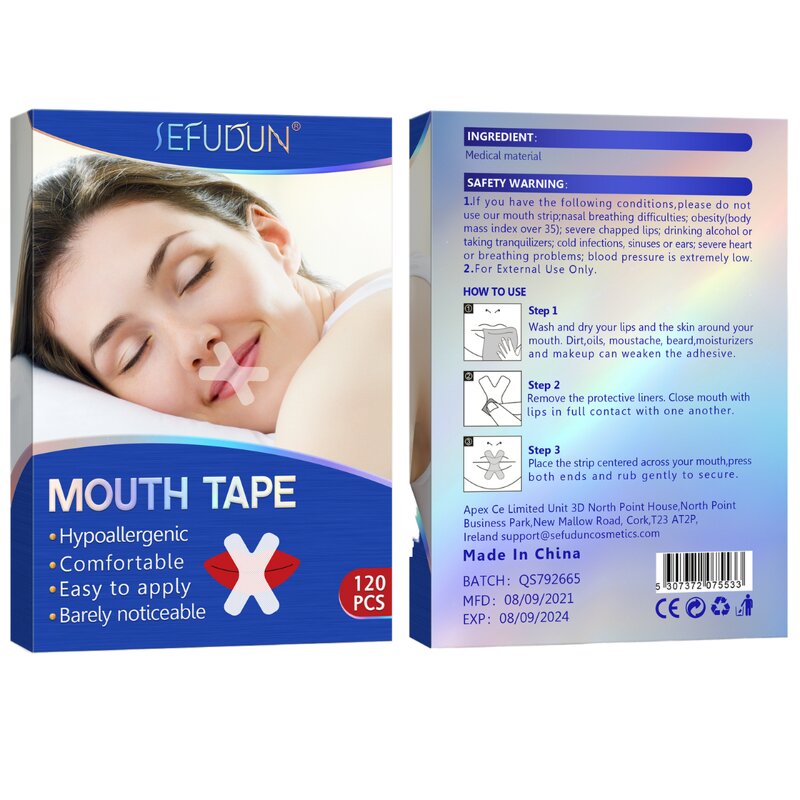 Hypoallergenic Non-Woven Fabric Sleeping Mouth Tape Manufacturer - Portable Snoring Solution, 120pcs/Box