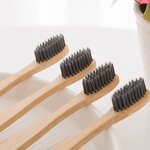 Bamboo Toothbrush Manufacturer - Custom Logo with Charcoal Bristles, 10-Pack Eco-Friendly