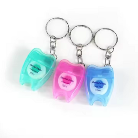 Dental Floss Manufacturer - Mint Flavored Tooth-Shaped Key Chain, Waxed Plastic 10m Rolls