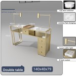 Professional Manicure Table Manufacturer - 5 in 1 Smart Double Marble Desk with Dust Vacuum