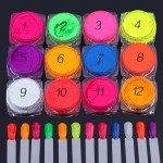 Nail Glitter Pigment Supplier - 12 Colorful 3D Phosphor Neon Ultrafine Fluorescent Powder