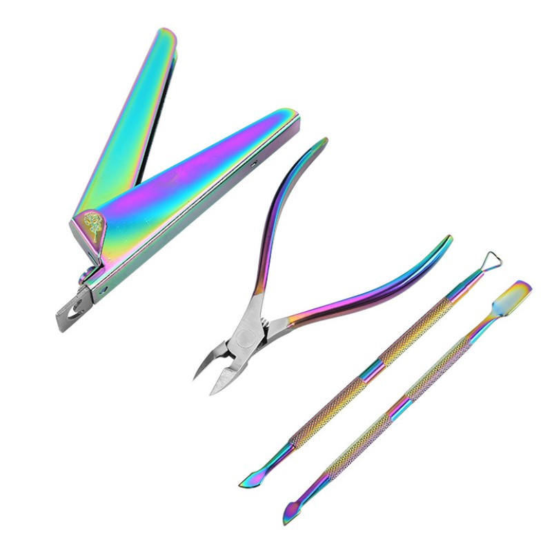 Professional Manicure Set Supplier - 4pcs Stainless Steel Care Tools Clippers Cuticle Kit