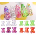 Silicone Nail Decoration Manufacturer - New Arrival 3D Cute Rhinestone Colorful Bear for Manicure