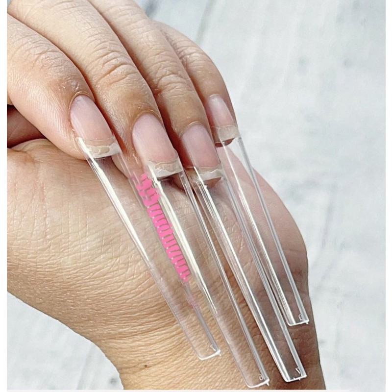 Nail Art Tips Manufacturer - 500Pcs Straight French No C Curve Clear Coffin Square Tips