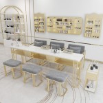 Portable Nail Table Supplier - Salon Bar Table Luxury Marble Desk with Socket Technician