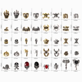 Halloween Nail Charms Factory - 3D Luxury Spider Cross Metal Designer Brand Logo Mix