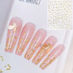 3D Nail Stickers Factory - Hot Sale Mixed Design Metal Flower Gold Heart DIY Accessories