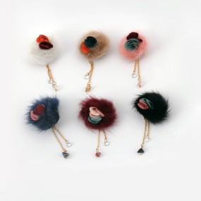 3D貂毛球美甲装饰厂家-最新时尚彩色帽子形状带兔子