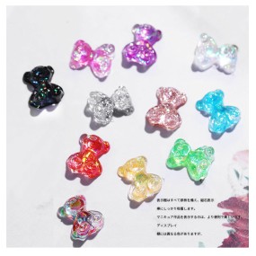 Silicone Nail Decoration Manufacturer - New Arrival 3D Cute Rhinestone Colorful Bear for Manicure