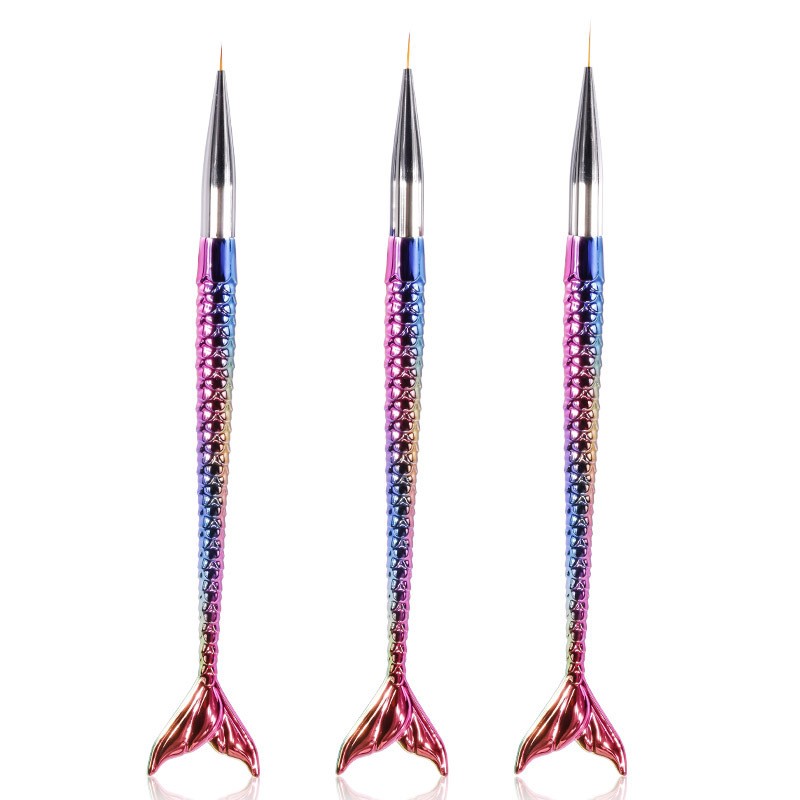 Nail Art Pen Supplier - 3 Size Mermaid Type Nylon Hair 3D Carved Painting Pen