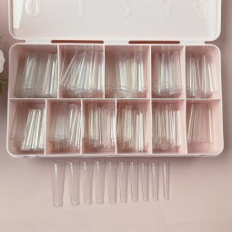 Nail Art Tips Supplier - Artificial Square French Tapered Coffin No C Curve False Nail Tips