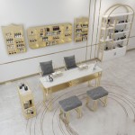 Portable Nail Table Supplier - Salon Bar Table Luxury Marble Desk with Socket Technician