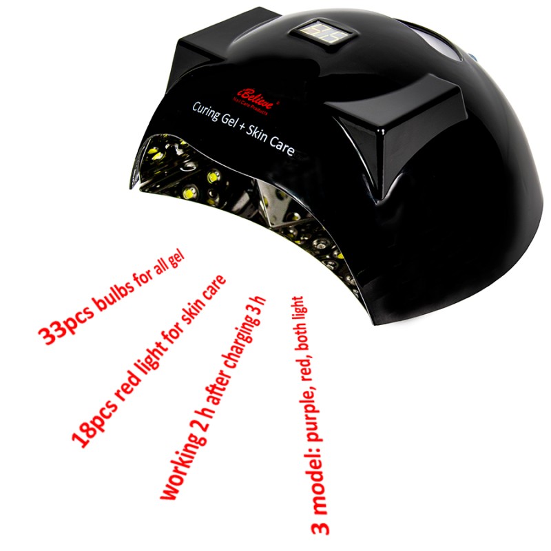 UV LED Nail Lamp Factory - IBelieve Rechargeable 54W Red/Pink Light Battery Operated Lamp