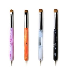 Acrylic Nail Brushes Supplier - 2-in-1 High Quality Kolinsky Hair Wood Material Dotting Pen