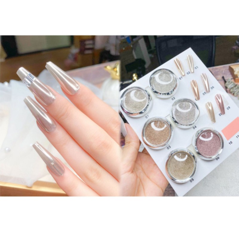 Nail Glitter Mirror Powder Factory - Magic 6 Colors/Set Solid Chrome Pigment for Nails Design