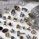 Halloween Nail Charms Factory - 3D Luxury Spider Cross Metal Designer Brand Logo Mix