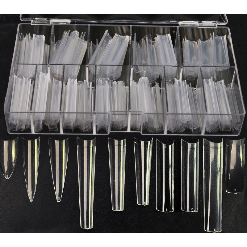 Nail Tips Factory - Newest 500pcs XXL Stiletto Coffin No C Curve Flat False Nail Tips