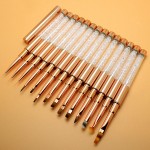 Nail Liner Brush Manufacturer - Customized Rose Gold Long Fine Design with Rhinestone Metal