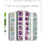Nail Art Decals Set Factory - Best Sale 6 Designs Diamond Jewelry 3D 12 Grid Mix Rhinestone