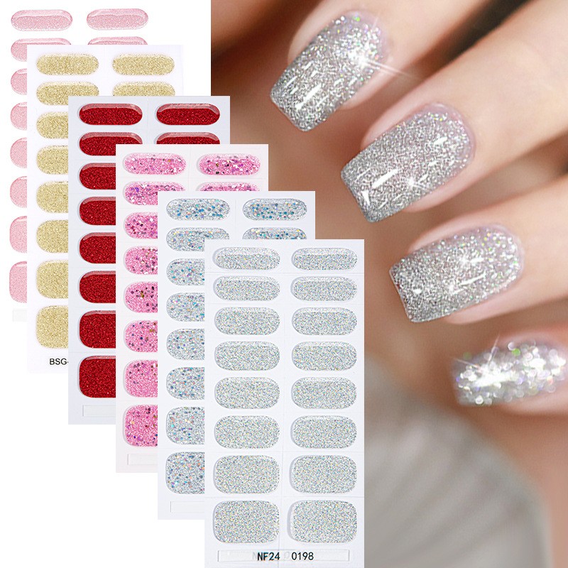 Semi Cured Gel Nail Sticker Manufacturer - Bling Bling Pure Flash Need Curing Lamp Private Label